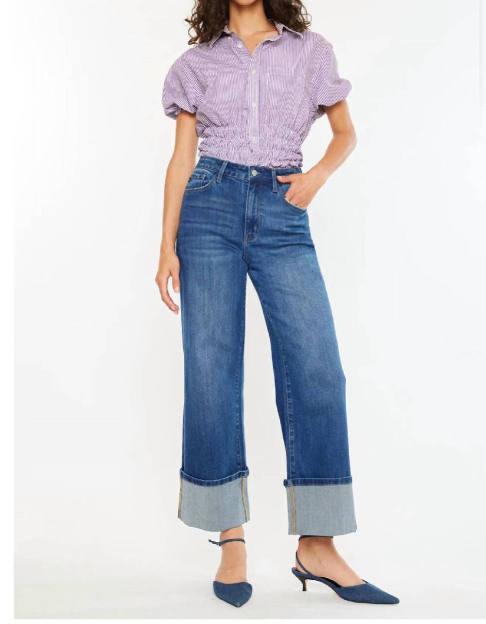 NEW KANCAN crop wide leg jeans in blue